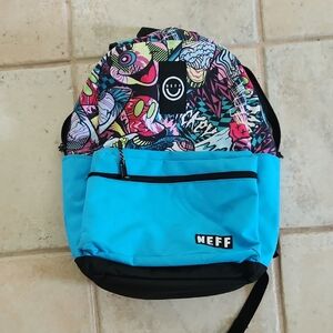 Neff Multicolor Graphic Backpack with Blue Pocket Smily Emoji